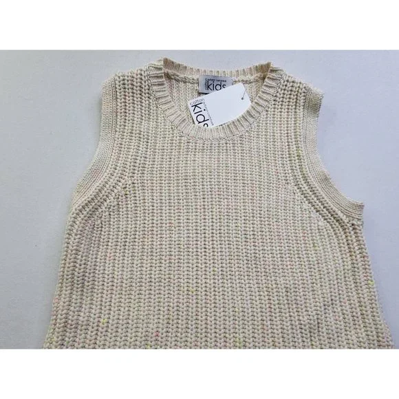 NEW Autumn Cashmere Girl's 12 Cream Neon Specs Sleeveless Knit Sweater Cropped - Picture 3 of 8